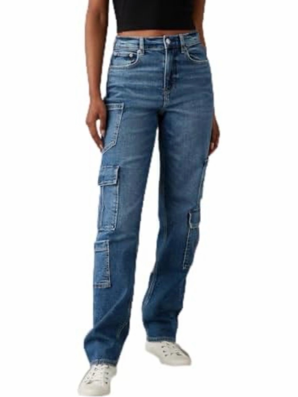 American Eagle Outfitters Blue Cargo Straight-Leg Jeans
Size 0